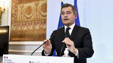 Le ministre français de l'Intérieur Gérald Darmanin lors d'une réunion des préfets français, au ministère de l'Intérieur, place Beauvau à Paris, le 26 août 2021. (STEPHANE DE SAKUTIN / AFP)