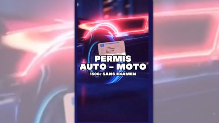 Promotion de faux permis à 1&nbsp;500&nbsp;euros&nbsp;dans une story Instagram. (CAPTURE D'ÉCRAN)