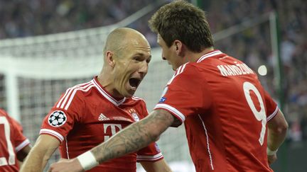 Arjen Robben (Munich) a marqu&eacute; le second but de son &eacute;quipe, lui offrant la victoire en finale de la Ligue des champions, samedi 25 mai. (CHRISTOF STACHE / AFP)