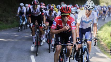 Le maillot rouge Remco Evenepoel lors de la 9e étape de la Vuelta, dimanche 28 août 2022. (MAXPPP)