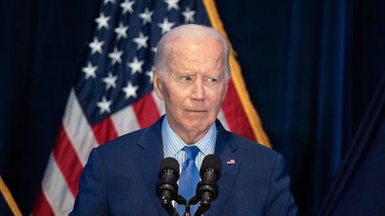 Le président américain, Joe Biden, lors d'un événement des démocrates, le 27 janvier 2024, à Columbia, en Caroline du Sud. (SEAN RAYFORD / GETTY IMAGES NORTH AMERICA / AFP)