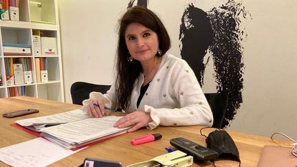 Hélène Thouy, candidate à l'élection présidentielle de 2022 pour le parti animaliste. (VICTORIA KOUSSA / RADIO FRANCE)