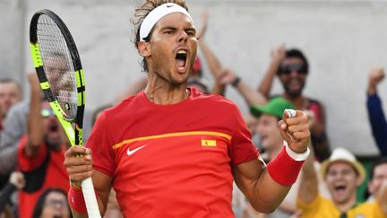 Rafael Nadal, rageur, face à Juan Martin Del Potro (LUIS ACOSTA / AFP)