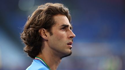 L'Italien Gianmarco Tamberi avant la finale de l'épreuve de saut en hauteur, le 11 juin 2024, pendant les championnats d'Europe d'athlétisme. (ANNE-CHRISTINE POUJOULAT / AFP)