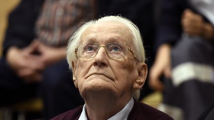 L'ancien comptable d'Auschwitz Oskar Gröning, lors de son procès en juillet 2015, à Lunebourg (Basse-Saxe, Allemagne). (TOBIAS SCHWARZ / AFP)