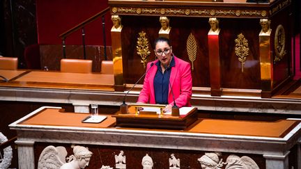 La présidente de la commission des affaires sociales de l'Assemblée nationale, Fadila Khattabi, s'exprime au perchoir du palais Bourbon, à Paris, le 20 octobre 2022. (AMAURY CORNU / HANS LUCAS / AFP)