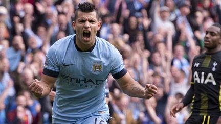 Kun Aguero s'est offert un quadruplé face aux Spurs (OLI SCARFF / AFP)