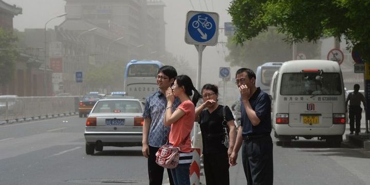 Pic de pollution atmosphérique en janvier 2013 à Pékin (Chine). (MARK RALSTON / AFP )