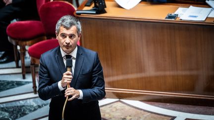 Le ministre de l'Intérieur, Gérald Darmanin, lors d'une session de questions au gouvernement à l'Assemblée nationale, à Paris, le 13 juin 2023. (XOSE BOUZAS / HANS LUCAS / AFP)