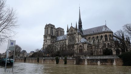 La Seine en crue, le 23 janvier 2018. (LUDOVIC MARIN / AFP)