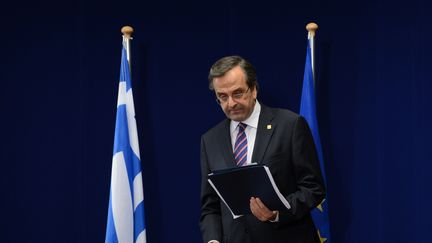 Antonis Samaras, le Premier ministre grec, le 23 novembre 2012 &agrave; Bruxelles (Belgique). (THIERRY CHARLIER / AFP)