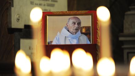 Lors d'une cérémonie à la mémoire du père Jacques Hamel, le 17 août 2016 à Rome. (MARCO ZEPPETELLA / AFP)