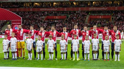 L'équipe nationale de Gibraltar lors d'un match de qualification à l'Euro 2016, &nbsp;en Pologne, le 7 septembre 2015 à Varsovie. (MATEUSZ WLODARCZYK / NURPHOTO)