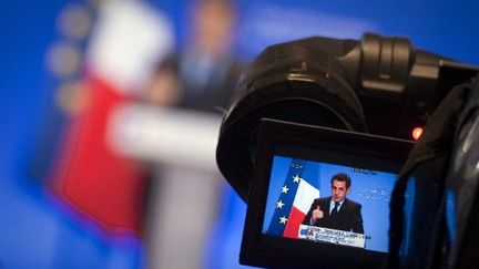 Nicolas Sarkozy lors du sommet européen de février 2011 à Bruxelles (LIONEL BONAVENTURE / AFP)