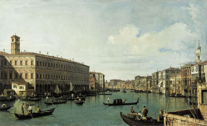 Canaletto (Antonio Canal, dit 1697-1768). Le Grand Canal, vu du pont du Rialto vers 1725-1730
 (© Musée Cognacq-Jay / Roger-Viollet)