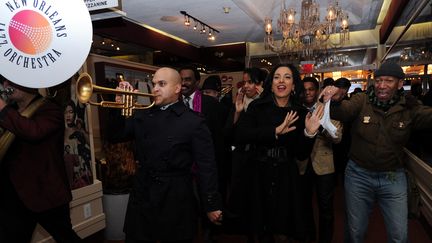 Irvin Mayfield Jr., Chuck Jackson et Michelle Miller à l'Apollo Theater's, novembre 2014
 (Rommel Demano / GETTY IMAGES NORTH AMERICA / AFP)