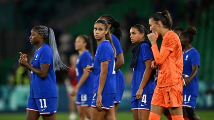 The French women after their defeat against Canada in Saint-Etienne during the Olympic Games, July 28, 2024. (ARNAUD FINISTRE / AFP)