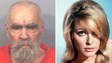 Charles Manson (photo non datée fournie par les autorités judiciaires californiennes) ; Sharon Tate (photo non datée)
 (Sipa ; Archives du 7e Art / Photo12 / AFP)