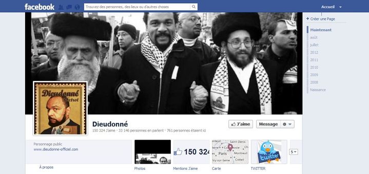 La page officielle de Dieudonné sur Facebook le 29 juillet 2012
 (DR)