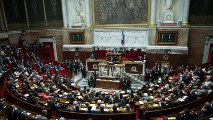 L'h&eacute;micycle lors de la&nbsp;d&eacute;claration de politique g&eacute;n&eacute;rale de Manuel Valls le 16 septembre 2014 (LCHAM / SIPA)