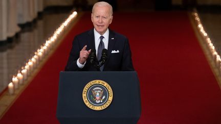 Le président américain, Joe Biden, s'exprime depuis la Maison Blanche, à Washington (Etats-Unis), le 2 juin 2022.&nbsp; (SAUL LOEB / AFP)