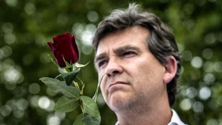 Arnaud Montebourg, &agrave; la f&ecirc;te de la Rose, &agrave; Frangy-en-Bresse, le 24 ao&ucirc;t 2014. (JEFF PACHOUD / AFP)