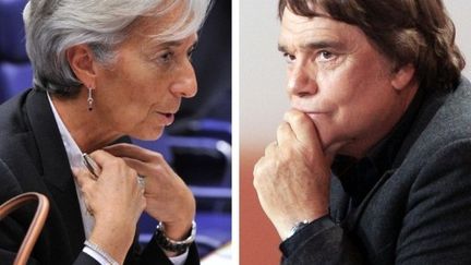 La directrice du Fonds monétaire international, Christine Lagarde, et l'homme d'affaires Bernard Tapie. (GOBET-DEMARTHON / AFP)