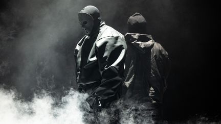 Rappers Kanye West and Ty Dolla Sign perform on stage during an album listening session "Vultures 1" as part of Rolling Loud 2024 at Hollywood Park Grounds on March 14, 2024, in Inglewood, California. (SCOTT DUDELSON / GETTY IMAGES NORTH AMERICA)