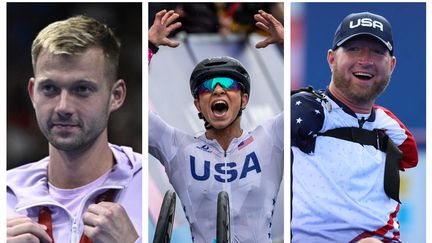 Ihar Boki (paranatation), Oksana Masters (paracyclisme sur route) et Matt Stutzman (paratir à l'arc) ont réalisé des prouesses lors des Jeux paralympiques de Paris 2024. (AFP)