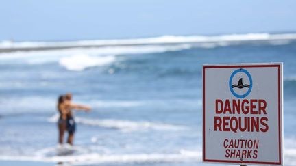 Un couple se baigne &agrave; l'Etang-Sal&eacute;, une plage de La R&eacute;union, le 27 octobre 2013. (RICHARD BOUHET / AFP)