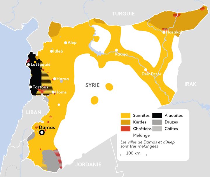 La population syrienne est hétérogène en termes de religions et d'ethnies. (FRANCEINFO / RADIO FRANCE)