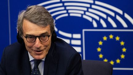 Le président du Parlement européen, David Sassoli, assiste à une conférence de presse&nbsp;lors d'une session plénière au Parlement européen à Strasbourg, le 6 juillet 2021. (PATRICK HERTZOG / AFP)