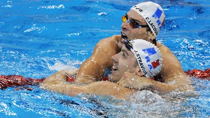 Camille Lacourt et Jérémy Stravius.  (MARK RALSTON / AFP)