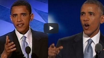 Barack Obama en 2004 (à gauche) et en 2016 à la convention démocrate (Reuters)