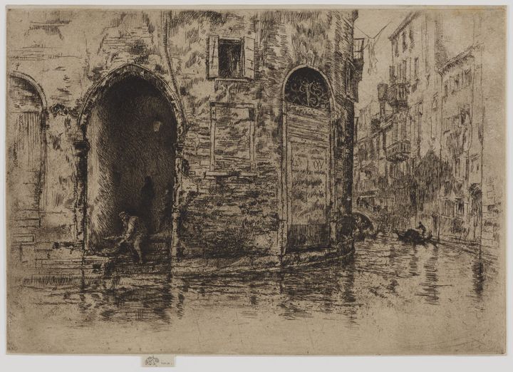 James Abbott McNeill Whistler, "Deux porches", Eau-forte et pointe sèche sur papier vélin, Inclus dansVenice, A Series of Twelve Etchings (First Venice Set), New York, The Frick Collection (© The Frick Collection; photo: Joseph Coscia Jr.)