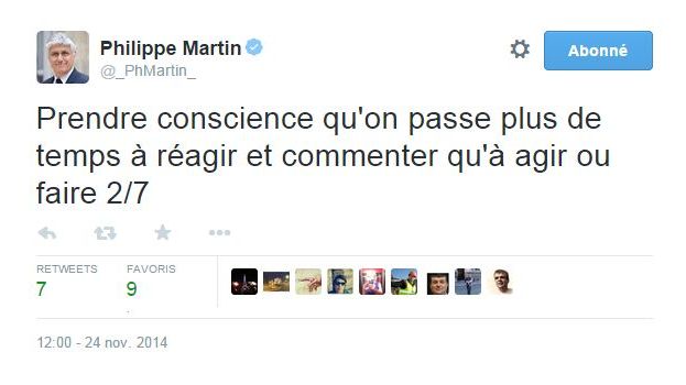 Capture d'&eacute;cran d'un tweet de Philippe Martin. (PHILIPPE MARTIN / TWITTER)