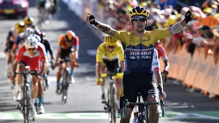 Le Slovène Primoz Roglic remporte la 4e étape du Tour de France, entre Sisteron (Alpes-de-Haute-Provence) et Orcières-Merlette (Hautes-Alpes), mardi 1er septembre 2020.&nbsp; (ANNE-CHRISTINE POUJOULAT / AFP)