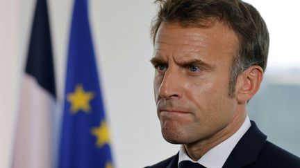 Emmanuel Macron, le 21 septembre 2022 à New York (Etats-Unis). (LUDOVIC MARIN / AFP)