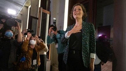 L'écologiste Jeanne Barseghian élue maire de Strasbourg (Bas-Rhin), le 28 juin 2020, lors du second tour des municipales. (PATRICK HERTZOG / AFP)