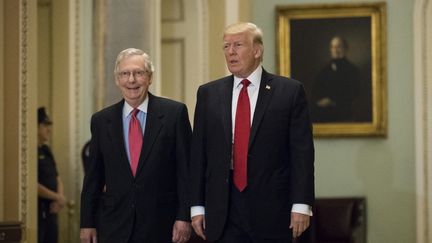 L'ex-président américain Donald Trump et le leader des républicains au Sénat Mitch McConnell, le 23 octobre 2012, à Washington (Etats-Unis). (DREW ANGERER / GETTY IMAGES NORTH AMERICA / AFP)