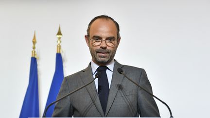 Le Premier ministre, Edouard Philippe, durant la présentation du plan contre le terrorisme au siège de la DGSI, à Levallois-Perret (Hauts-de-Seine), le 13 juillet 2018. (GERARD JULIEN / AFP)