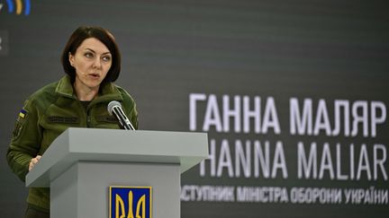 La reconquête du village de Pyatykhatky a été annoncé par la vice-ministre de la Défense ukrainienne, Ganna Maliar, sur les réseaux sociaux. A Kiev, le 12 janvier 2023. (GENYA SAVILOV / AFP)