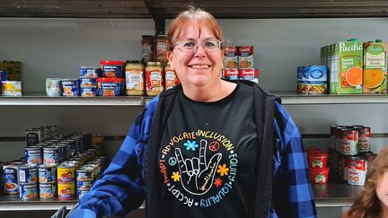 Nicole, une électrice de Trump, dans son épicerie de Bonduel (Wisconsin) le 31 octobre 2024 (BENJAMIN ILLY / FRANCEINFO / RADIO FRANCE)