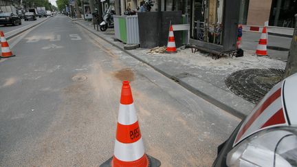 Le boulevard S&eacute;bastopol, dans le centre de Paris, apr&egrave;s l'accident mortel impliquant deux policiers, le 28 mai 2015. (MATTHIEU ALEXANDRE / AFP)