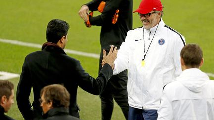 &nbsp; (Nasser al-Khelaifi, PDG du PSG avec Laurent Blanc, en mai dernier. © A. Garcia/Marca/SIPA)