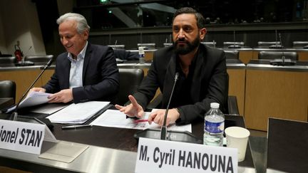 L'animateur de C8 Cyril Hanouna est auditionné devant la commission d'enquête sur l'attribution des fréquences de la TNT, à l'Assemblée nationale, à Paris, le 14 mars 2024. (ALAIN JOCARD / AFP)