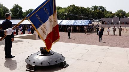 Cérémonie au Mont-Valérien à l'occasion des 82 ans de l'appel du Général de Gaulle le 18 juin 2022. (GONZALO FUENTES / POOL / REUTERS POOL)