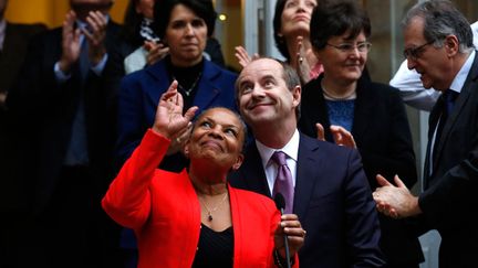 &nbsp; (Christiane Taubira, l'ancienne Garde des Sceaux et Jean-Jacques Urvoas son successeur au ministère de la Justice. © MaxPPP)