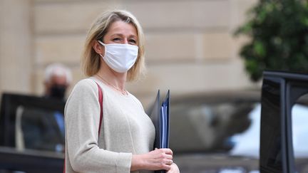 La ministre de la Transition écologique Barbara Pompili après un Conseil des ministres, le 28 juillet 2021 à l'Elysée. (BERTRAND GUAY / AFP)