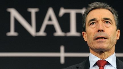 Le secrétaire de l'Otan Anders Fogh Rasmussen, le 11 mars 2011 (AFP/JOHN THYS)